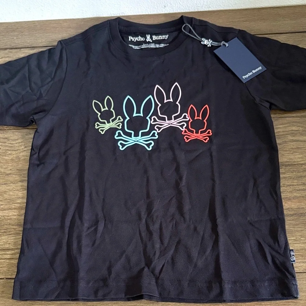 NWT [Psycho Bunny] Silverdale Graphic Short-Sleeved Black T-Shirt Youth S (7/8) - Picture 3 of 9
